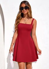 Square Neck Sleeveless Fit and Flare Mini Dress