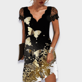 Lace Sleeve Scallop V-Neck Mini Dress 9