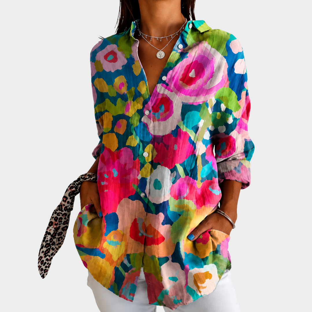 Floral Print Long Sleeve Button Front Shirt