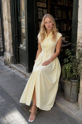 Sleeveless Button Front Open Design Maxi Dress
