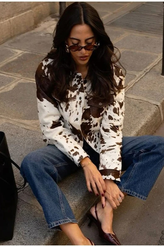 Casual Cow Print Street Jacket