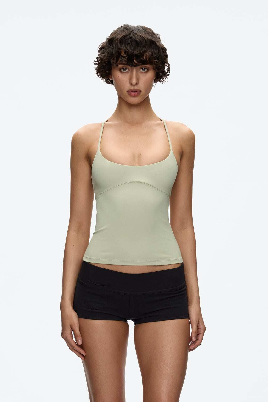 Silver-Tone Strap Slim Fit Cami Top