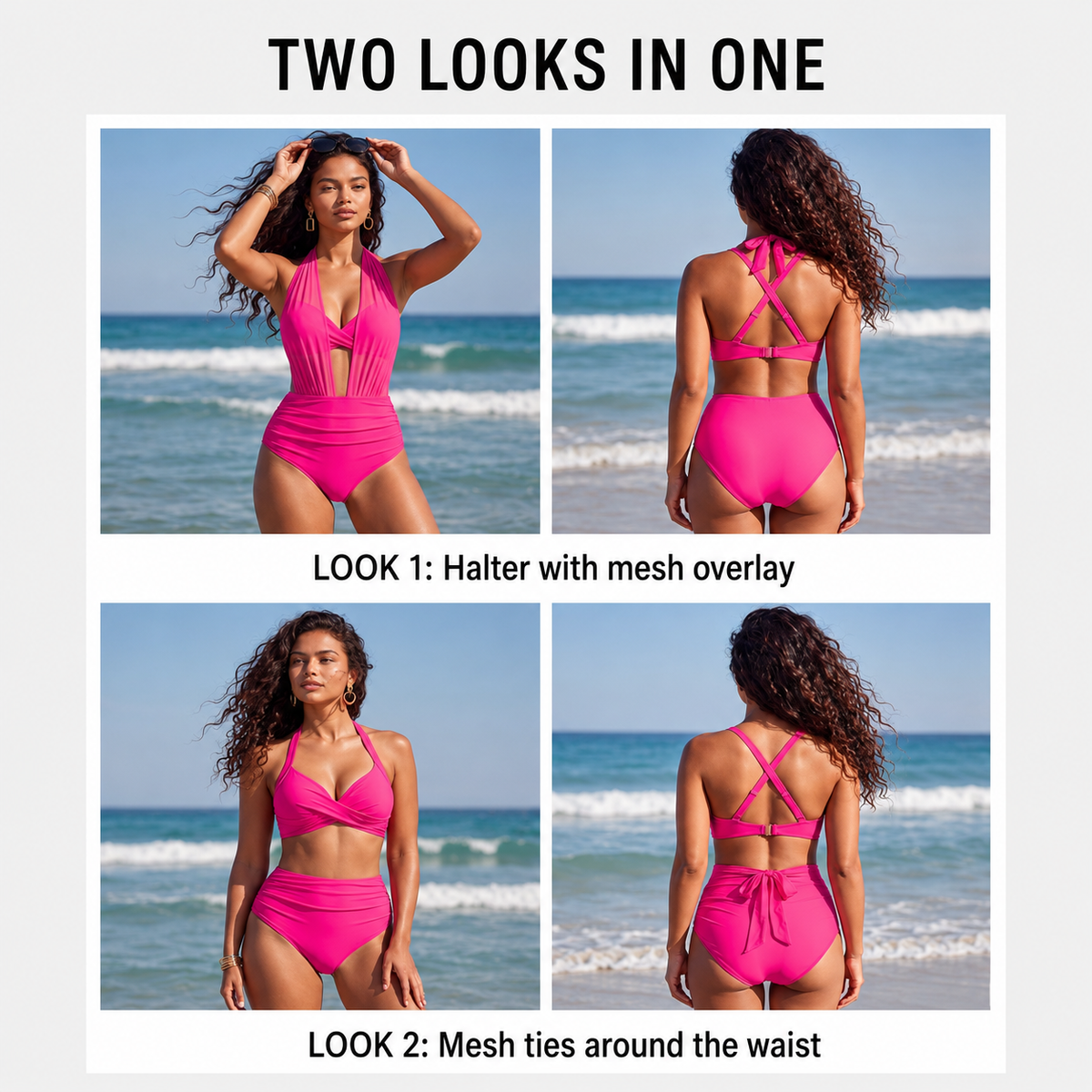 Halter Neck Cut Out Ruched One Piece Swimsuit