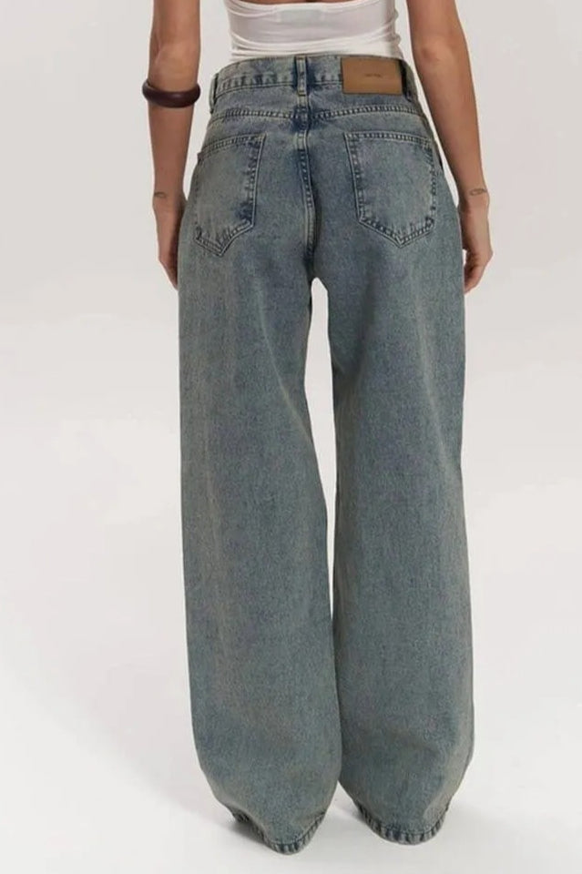 Cutout Textured Wide Jean