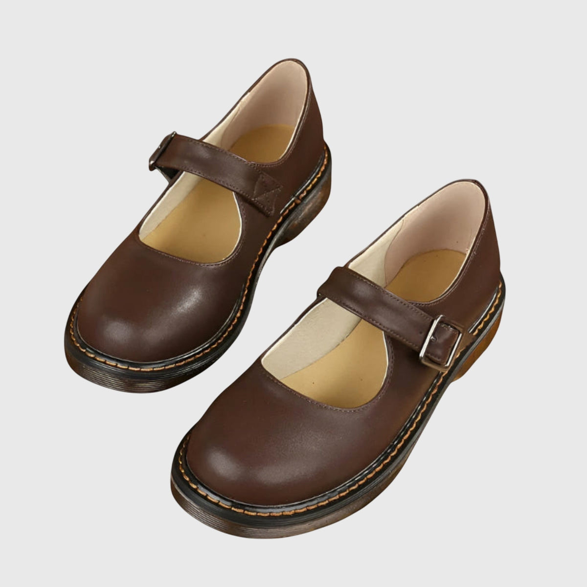 Round Toe Buckle Strap Mary Jane Flats