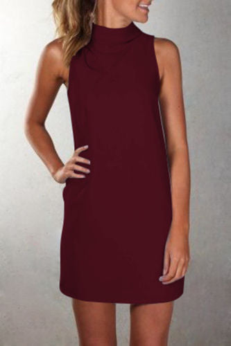 Danna Minimalist Fashionable Casual High Neck Sleeveless Solid Color Dress Designer Edit