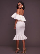 Off Shoulder Ruffle Mermaid Midi Dress 6