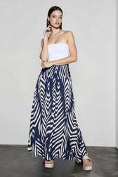 Leaf Print Flowy Casual Vacation Skirt