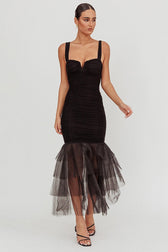Sheer Mesh Ruched Dress