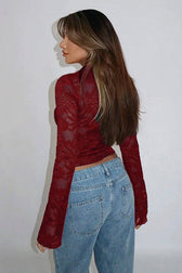 Deep V-Neck Lace Crop Top