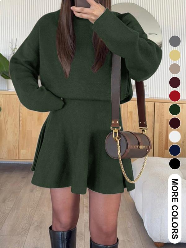 High Neck Long Sleeve Ribbed Knit Mini Dress 9