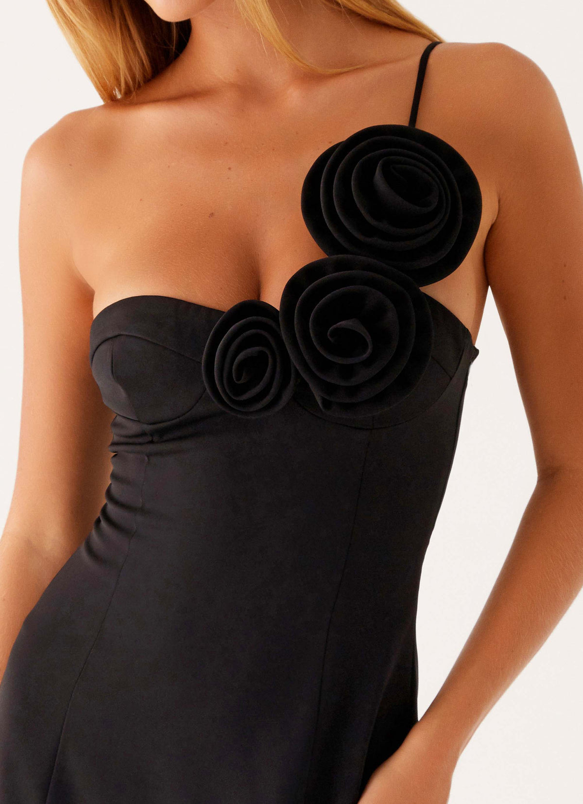 Rosette Asymmetric One Strap Sweetheart Mini Dress 6
