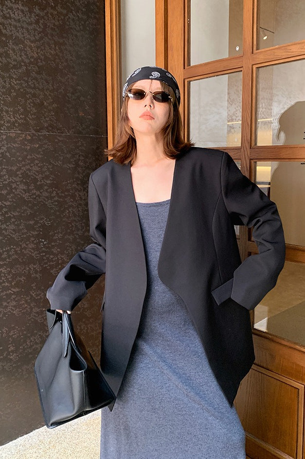 Oversized Black Casual Blazer