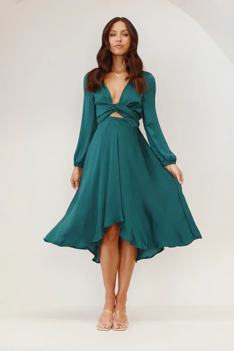 Leila Statement Night Dress Emerald Designer Edit