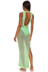 Crochet Knit Sleeveless High Neck Maxi Dress 20