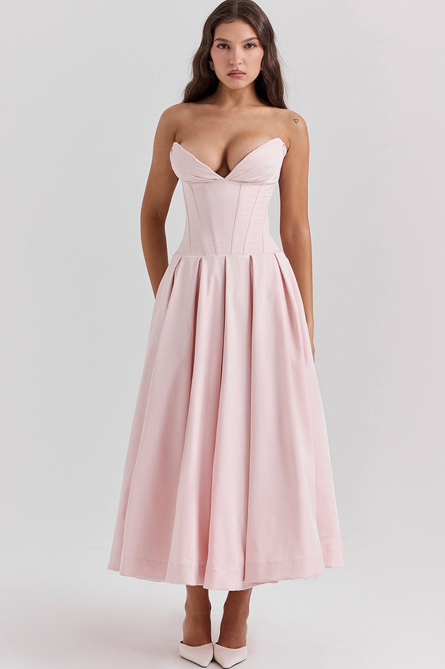 Black Lady Strapless Midi Dress
