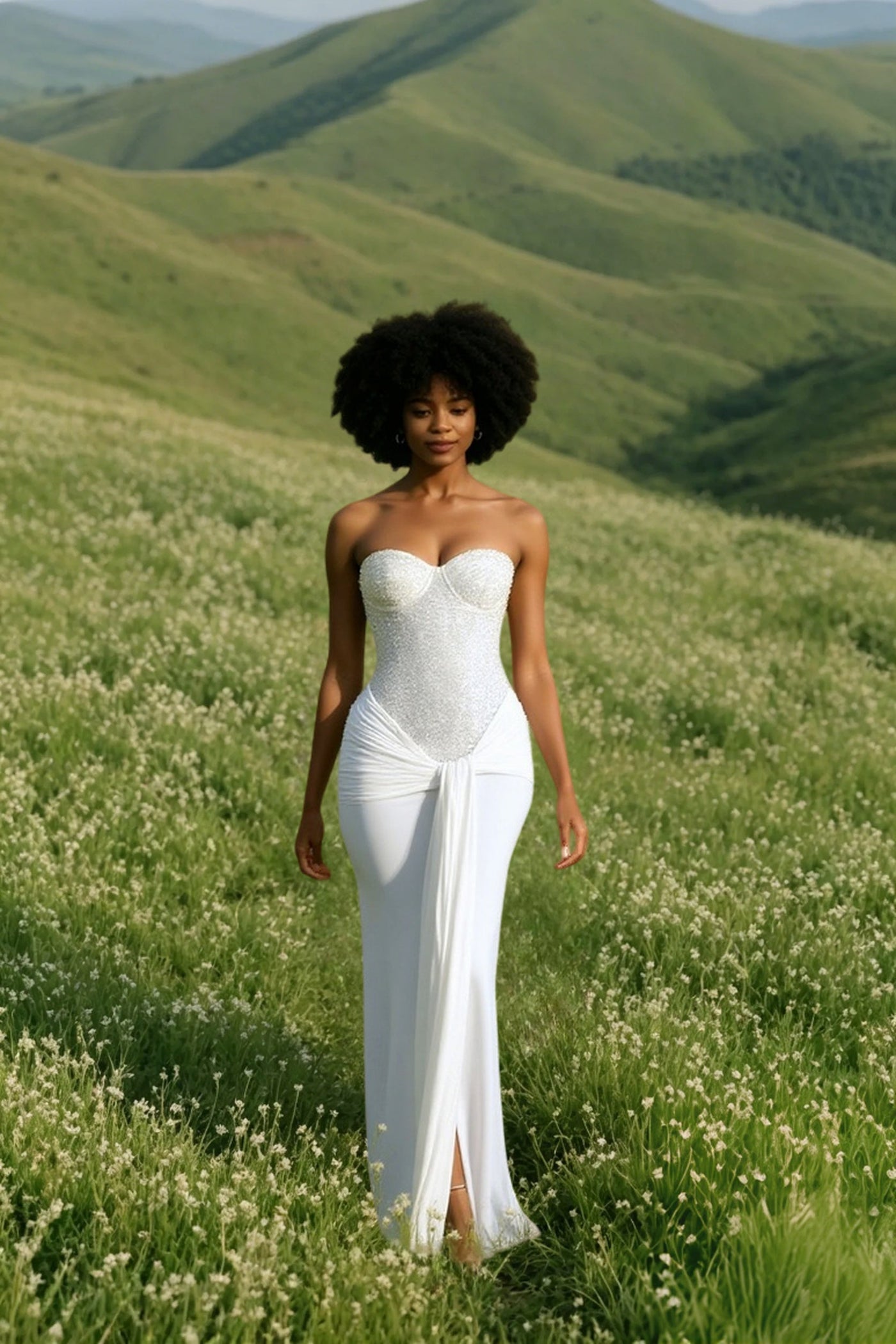 Strapless Rhinestone High Waist Bodycon Dress