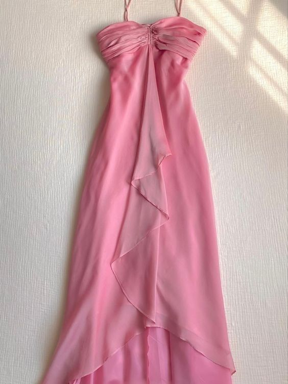 Sexy Pink Chiffon Long Prom Dress Party Gown cc1485
