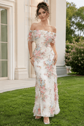 Off Shoulder Bodycon Long Print Floral Dress