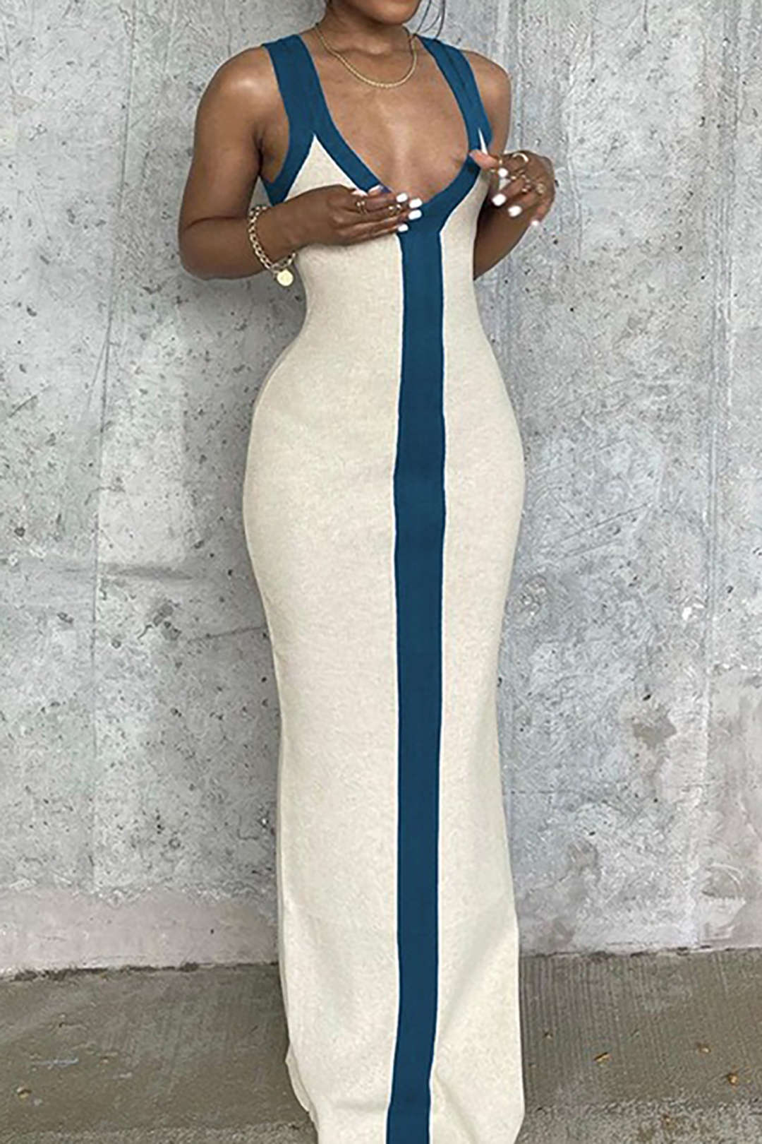 Ribbed Knit Scoop Neck Sleeveless Bodycon Maxi Dress 7