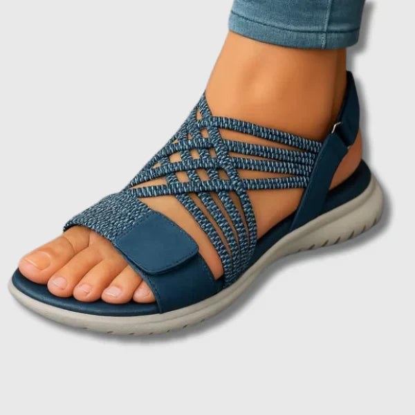 Open Toe Woven Strap Flat Sandals
