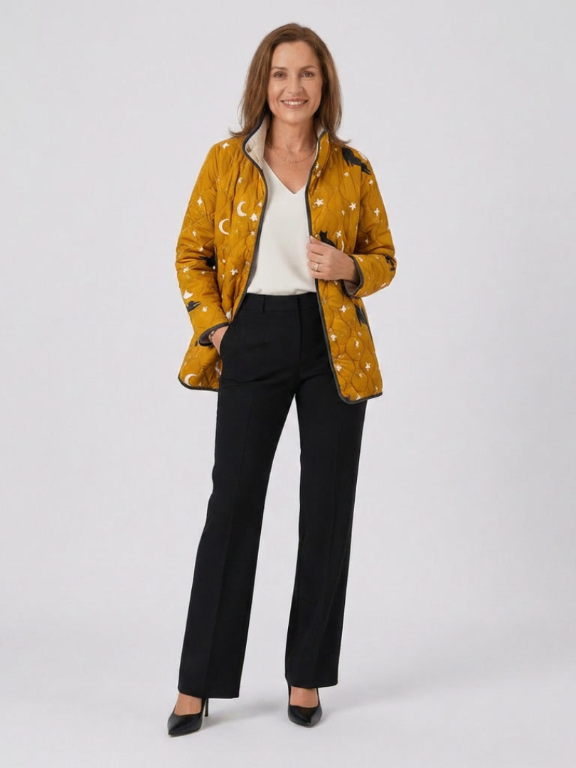 Cat and Star Print Quilted Jacket