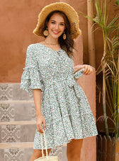 And Sleeves Ruffled With Gown Trumpet Flowered Straps S / Purple