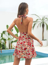 V-Neck Chiffon Beach Dress M / White Dresses