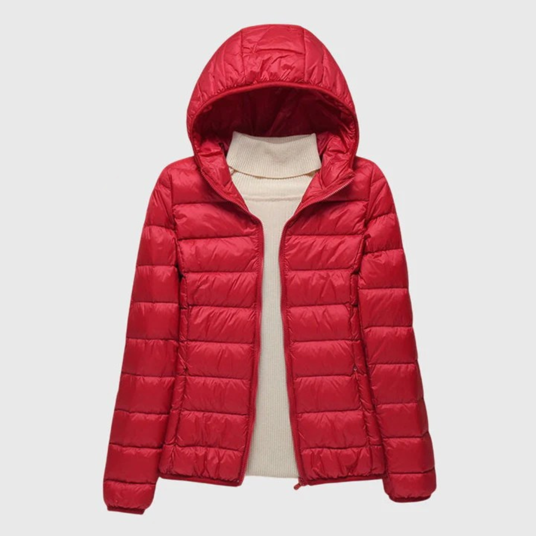 Hooded Zip Front Lightweight Quilted Puffer Jacket