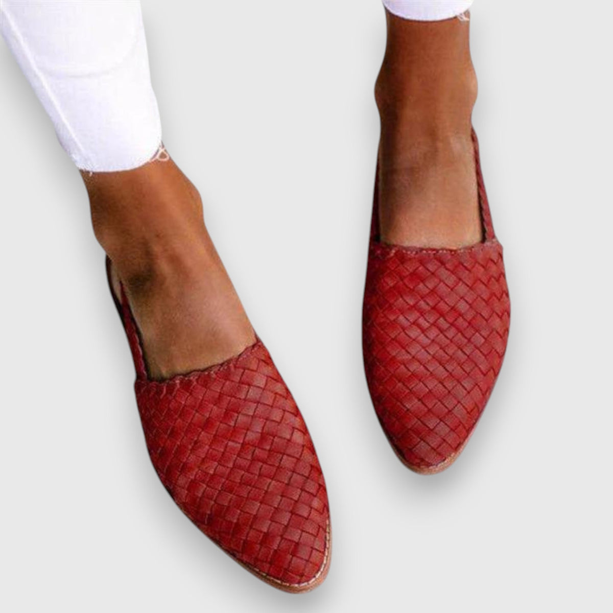 Woven Pointed Toe Slingback Flats