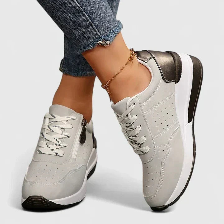 Lace Up Side Zip Wedge Platform Sneakers