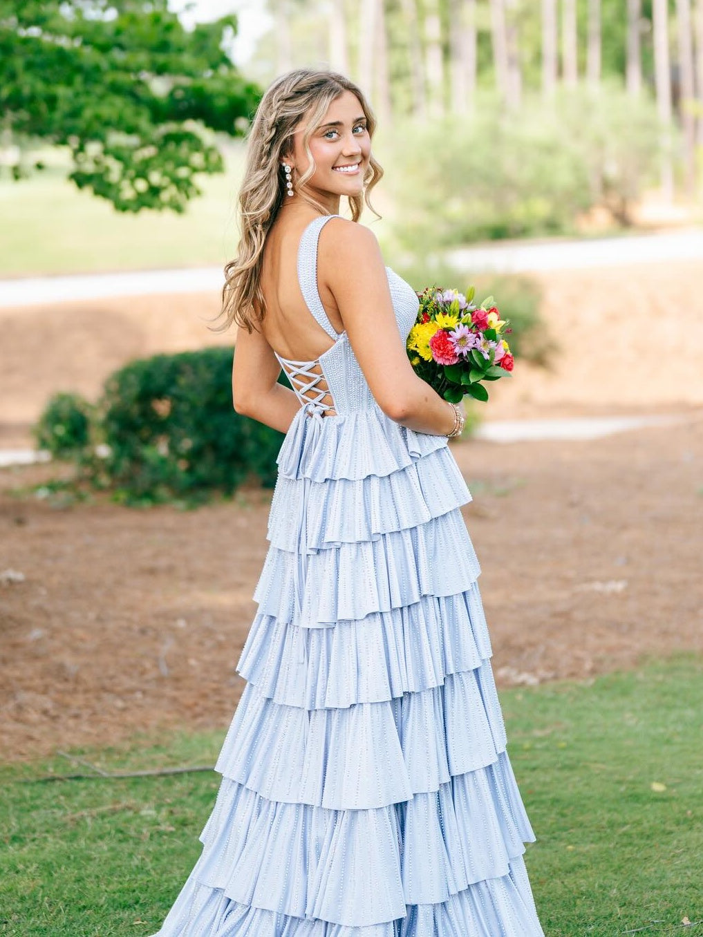 Gorgeous Royal Blue A-Line Off The Shoulder Long Beaded Prom Dress