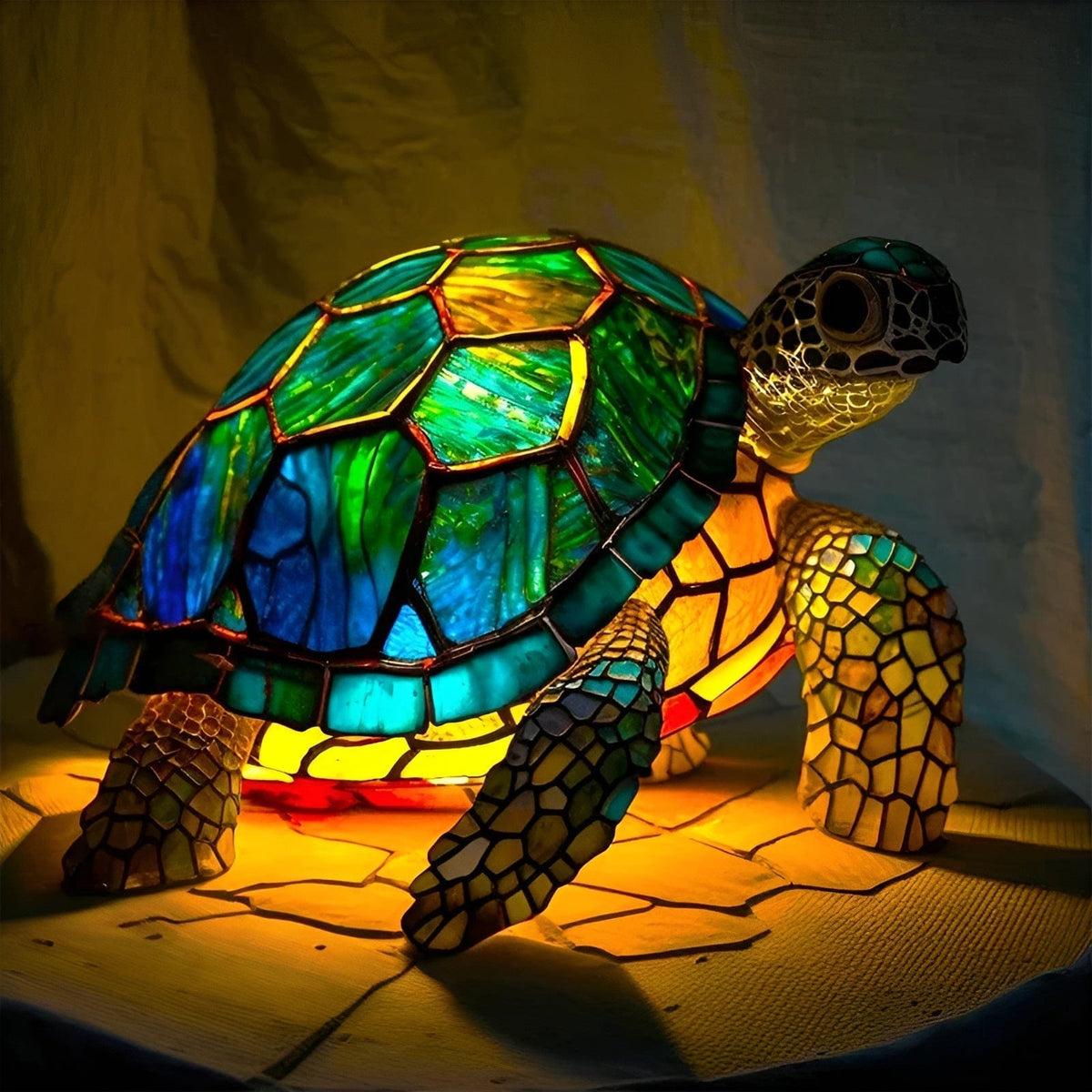 Stained Glass Sea Turtle Table Lamp