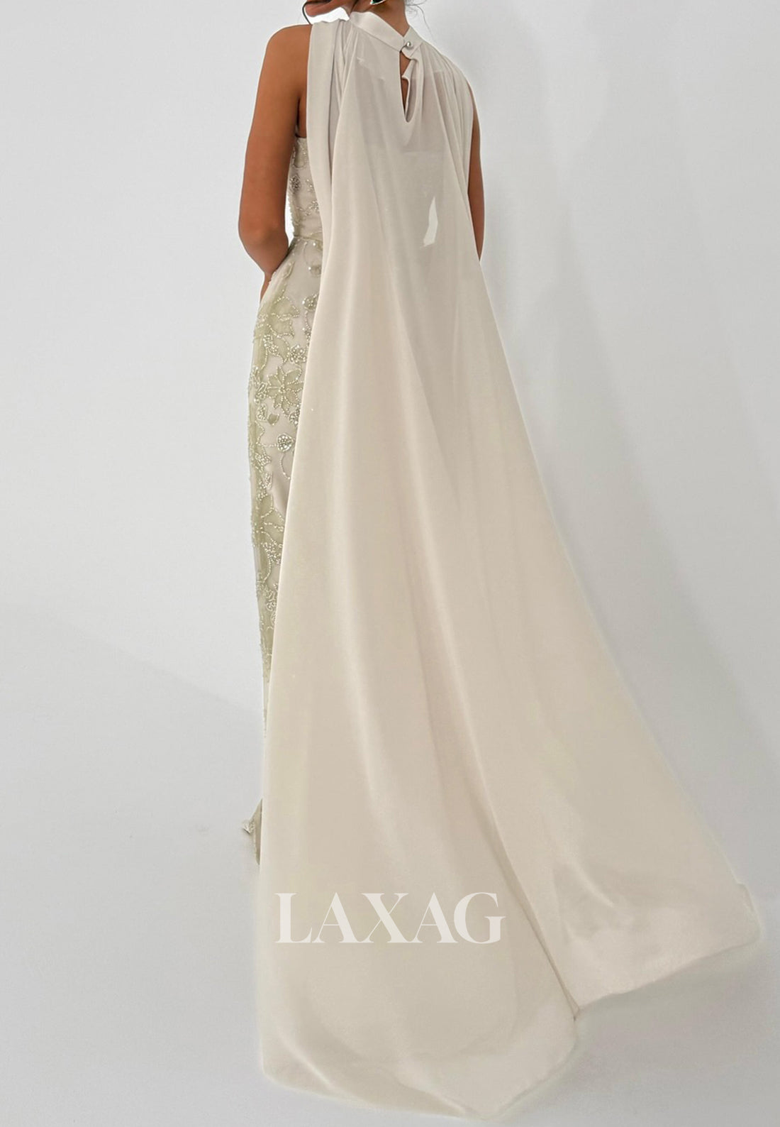 Tube Top Sleeveless Satin Mermaid Evening Dress Beaded Applique Formal Gowns with Chiffon Overlay