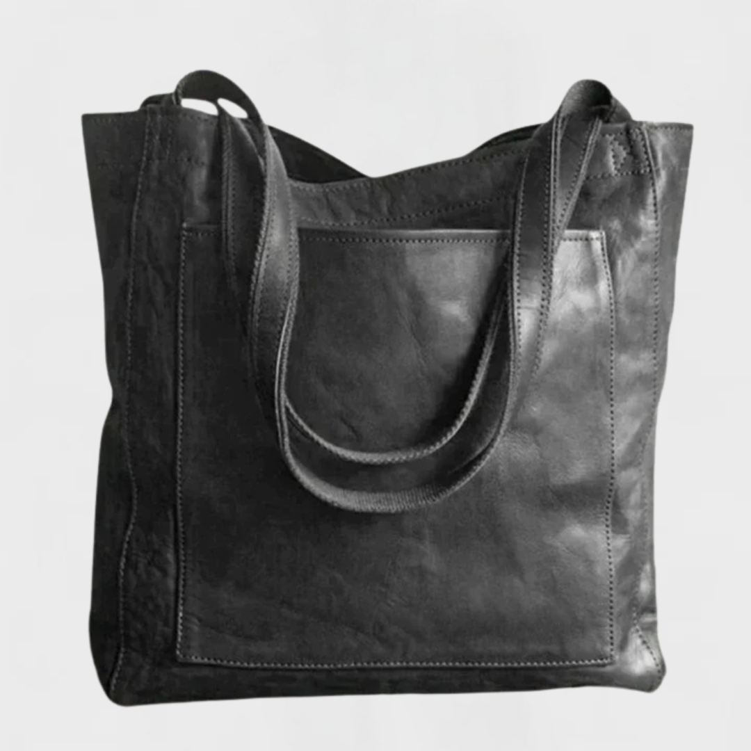 Slouchy Double Handle Faux Leather Tote Bag
