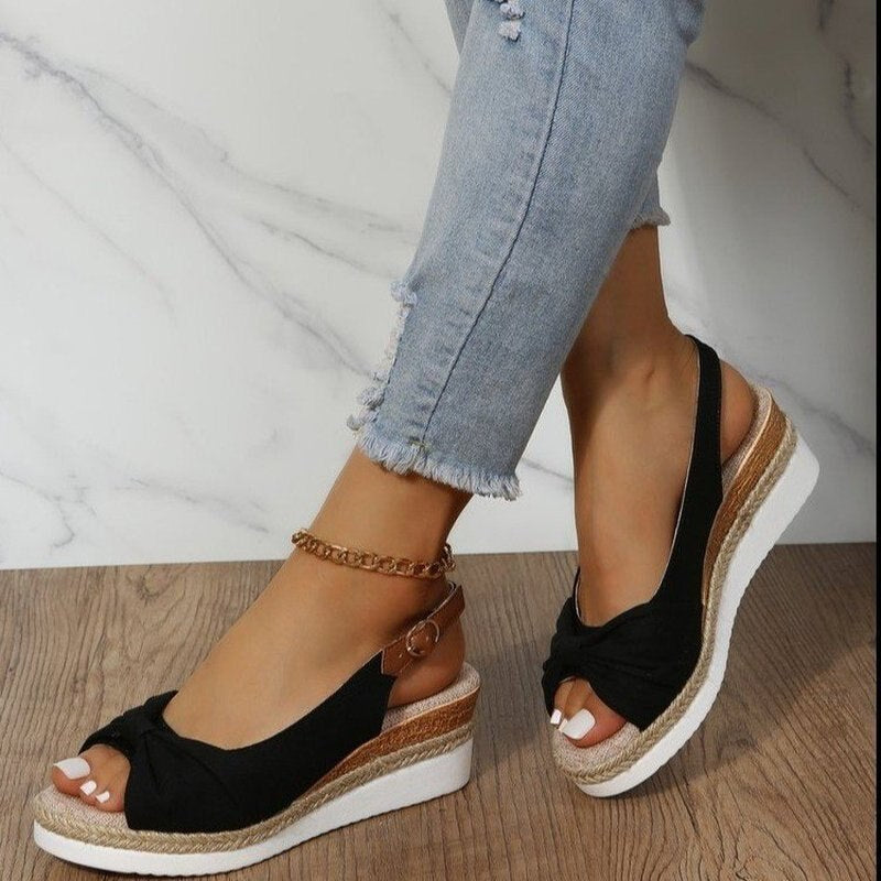 Peep Toe Slingback Espadrille Wedge Sandals