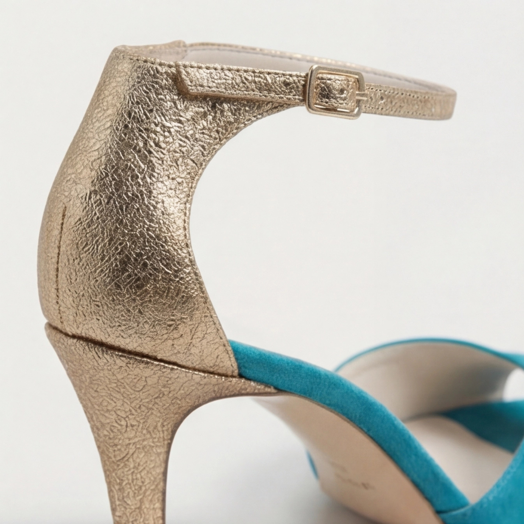 Suede Look Peep Toe Ankle Strap Stiletto Heel Sandals