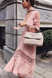 Pink Lace Irregular Hem Maxi Dress - View 3
