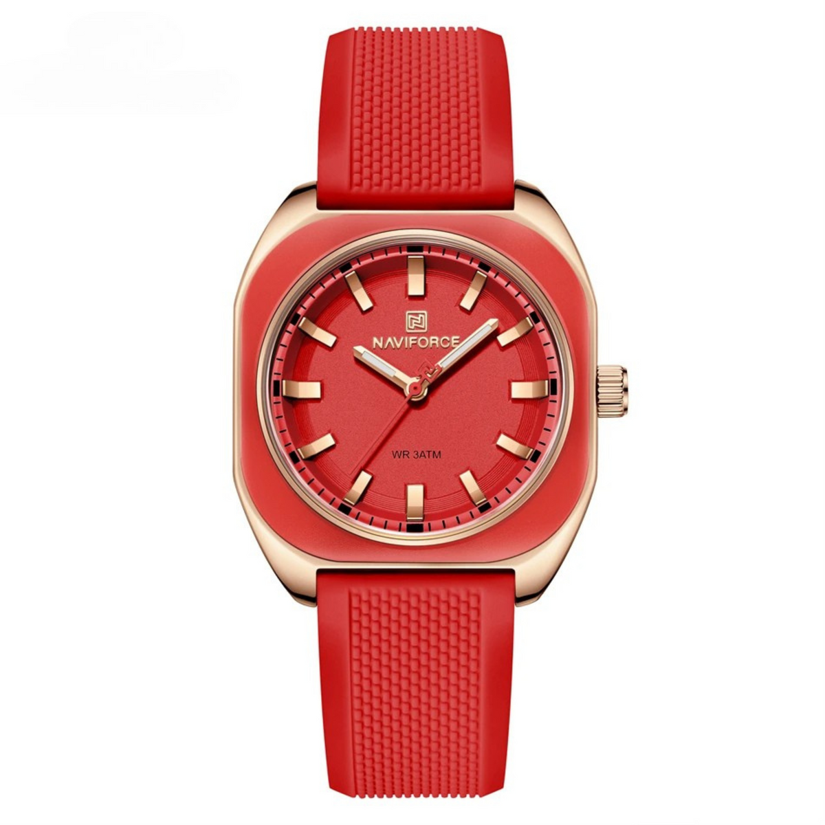 Silicone Strap Tonneau Case Analog Wrist Watch