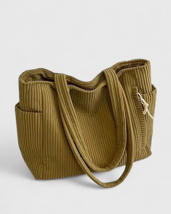 Corduroy Side Pocket Tote Bag