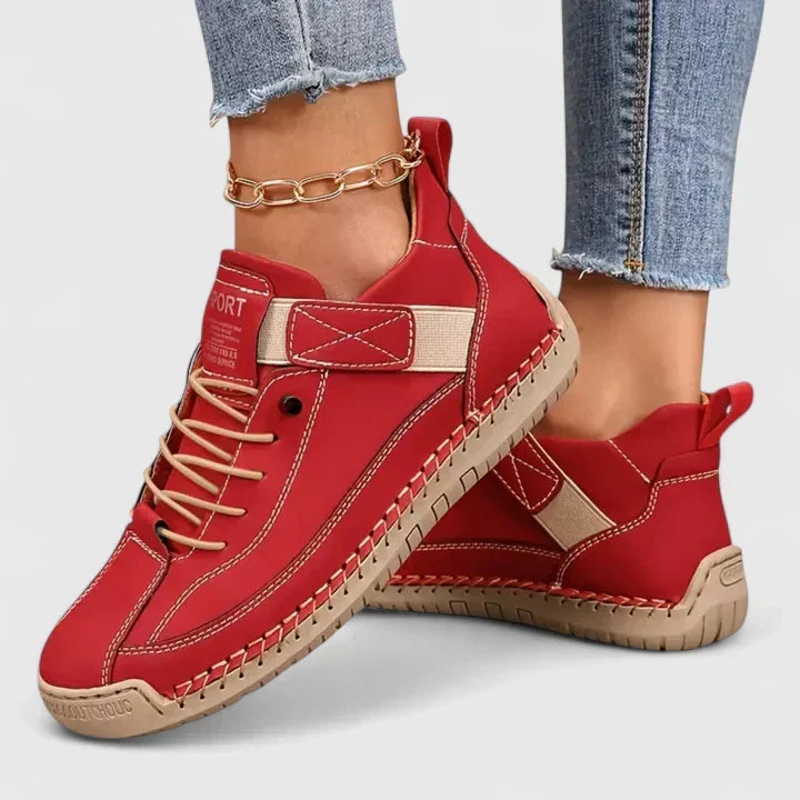 Lace Up Hook and Loop Strap Low Top Sneakers