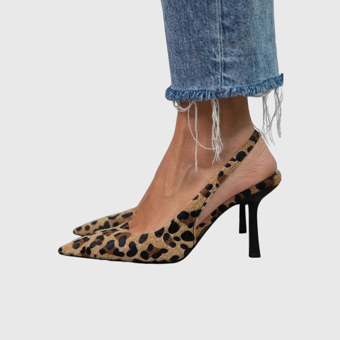 Leopard Print Pointed Toe Slingback Stiletto Pumps
