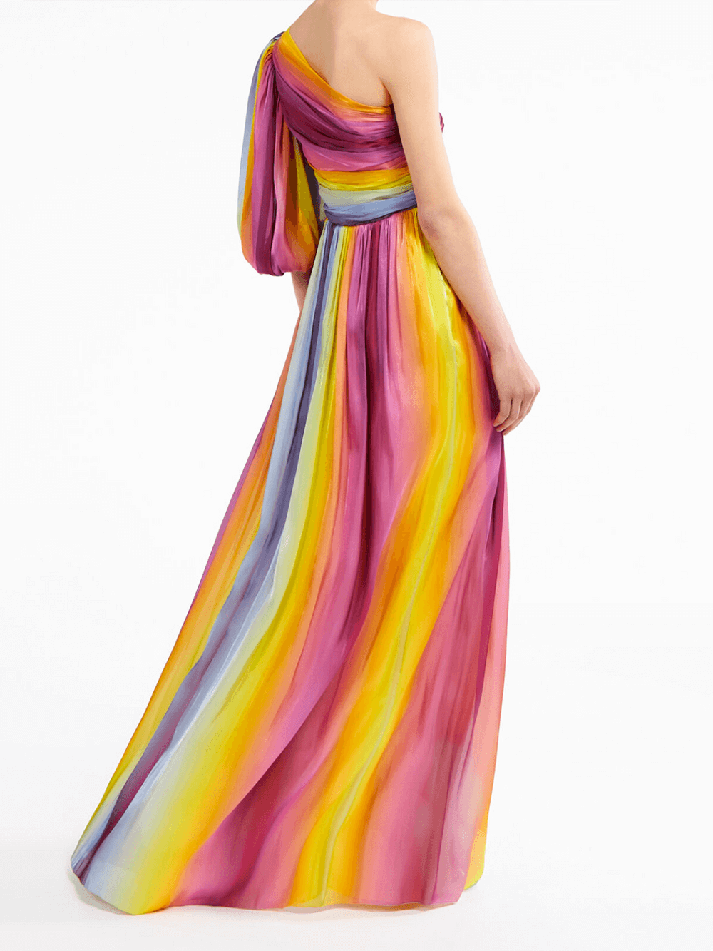 Rainbow Print Off Shoulder Maxi Dress