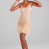 Sequin Fringe Feather V-Neck Mini Dress 27
