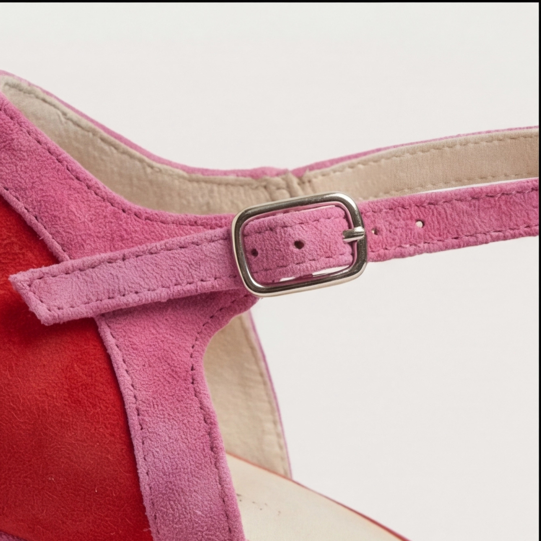 T Strap Cut Out Suede Block Heel Mary Jane Pumps
