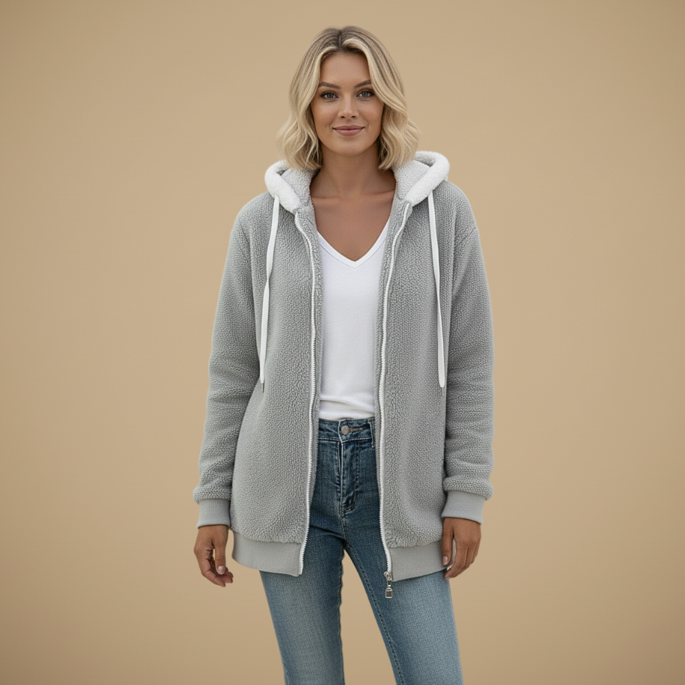 Women's Loose-Fit Fleece Hooded Jacket