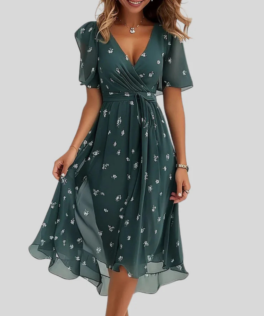 Ramona™ | Elegant Floral Wrap Midi Dress