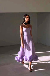 Spaghetti Strap Pleated Ruffle Maxi Dress 8
