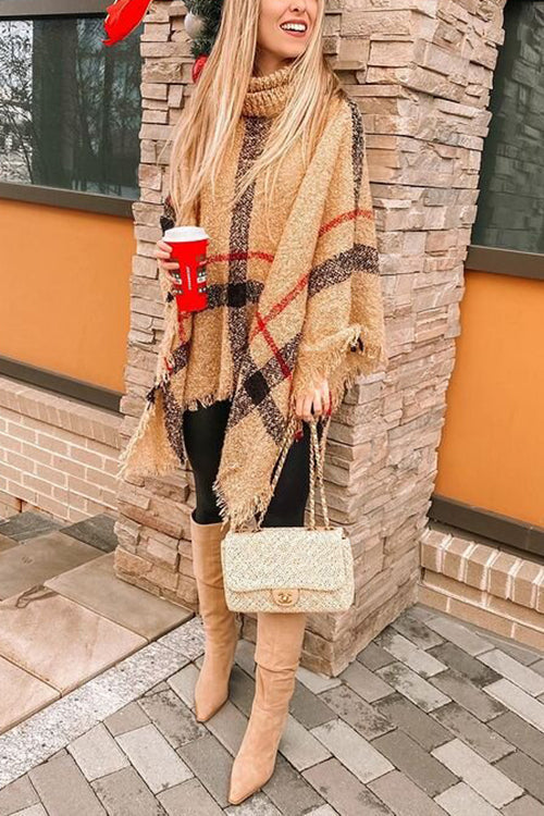 Stripe Tassel Loose High Collar Sweaters