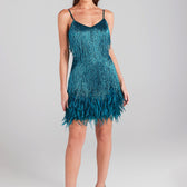 Sequin Fringe Feather V-Neck Mini Dress 10